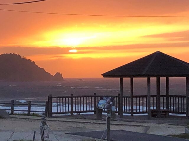 岩美町東浜海岸の夕日定点観測